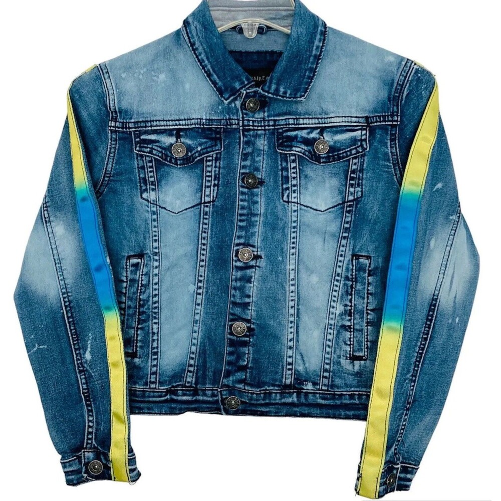 Waimea Youth Size L Distressed Denim Cotton Jean Button Up Jacket